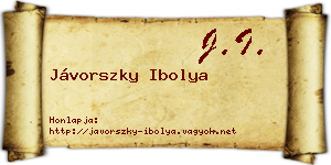 Jávorszky Ibolya névjegykártya