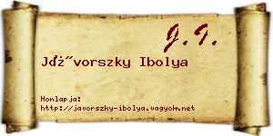 Jávorszky Ibolya névjegykártya